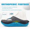 image:imageCOFACE Men Orthopedic Footbed Flip Flops Fabric Toe Post Beach Sandals Size 715Dark BlueLight Blue
