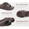 image:imageCOFACE Womens Dressy Orthotic Sandals Trendy Square Toe Comfortable Thick Athletic Cushion Recovery Walking Slides Lightweight Yoga Foam Flat with Plantar Fasciitis Arch SupportBrown