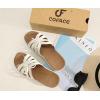 image:imageCOFACE Womens Dressy Orthotic Sandals Trendy Square Toe Comfortable Thick Athletic Cushion Recovery Walking Slides Lightweight Yoga Foam Flat with Plantar Fasciitis Arch SupportWhite Khaki