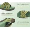 image:imageCOFACE Womens Dressy Orthotic Sandals Trendy Square Toe Comfortable Thick Athletic Cushion Recovery Walking Slides Lightweight Yoga Foam Flat with Plantar Fasciitis Arch SupportGreen