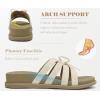image:imageCOFACE Womens Dressy Orthotic Sandals Trendy Square Toe Comfortable Thick Athletic Cushion Recovery Walking Slides Lightweight Yoga Foam Flat with Plantar Fasciitis Arch SupportBeige