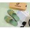 image:imageCOFACE Womens Dressy Orthotic Sandals Trendy Square Toe Comfortable Thick Athletic Cushion Recovery Walking Slides Lightweight Yoga Foam Flat with Plantar Fasciitis Arch SupportGreen