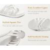 image:imageCOFACE Womens Dressy Orthotic Sandals Trendy Square Toe Comfortable Thick Athletic Cushion Recovery Walking Slides Lightweight Yoga Foam Flat with Plantar Fasciitis Arch SupportWhite