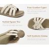 image:imageCOFACE Womens Dressy Orthotic Sandals Trendy Square Toe Comfortable Thick Athletic Cushion Recovery Walking Slides Lightweight Yoga Foam Flat with Plantar Fasciitis Arch SupportBeige