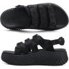 image:imageCOFACE Womens Orthopedic Walking Sandals Comfortable Plantar Fasciitis Arch Support Sport Recovery Outdoor Hiking Sandles Thick Athletic Cushion Adjustable Strap Lightweight Platform SlidesBlack
