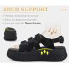 image:imageCOFACE Womens Orthopedic Walking Sandals Comfortable Plantar Fasciitis Arch Support Sport Recovery Outdoor Hiking Sandles Thick Athletic Cushion Adjustable Strap Lightweight Platform SlidesBlack