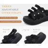 image:imageCOFACE Womens Orthopedic Walking Sandals Comfortable Plantar Fasciitis Arch Support Sport Recovery Outdoor Hiking Sandles Thick Athletic Cushion Adjustable Strap Lightweight Platform SlidesBlack