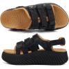 image:imageCOFACE Womens Orthopedic Walking Sandals Comfortable Plantar Fasciitis Arch Support Sport Recovery Outdoor Hiking Sandles Thick Athletic Cushion Adjustable Strap Lightweight Platform SlidesBlack Khaki