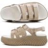 image:imageCOFACE Womens Orthopedic Walking Sandals Comfortable Plantar Fasciitis Arch Support Sport Recovery Outdoor Hiking Sandles Thick Athletic Cushion Adjustable Strap Lightweight Platform SlidesWhite Beige