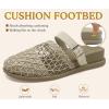 image:imageCOFACE Womens Orthotic Sandals Ladies Fashion Breathable Mesh Mules Round Toe Backless Loafers Slides Adjustable Wedge Heel Cushion Dressy Shoes With Comfortable Arch SupportBeige
