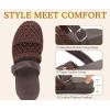 image:imageCOFACE Womens Orthotic Sandals Ladies Fashion Breathable Mesh Mules Round Toe Backless Loafers Slides Adjustable Wedge Heel Cushion Dressy Shoes With Comfortable Arch SupportBrown