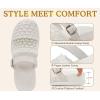 image:imageCOFACE Womens Orthotic Sandals Ladies Fashion Breathable Mesh Mules Round Toe Backless Loafers Slides Adjustable Wedge Heel Cushion Dressy Shoes With Comfortable Arch SupportOffwhite