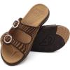 image:imageCOFACE Womens Sandals Comfortable Orthopedic Orthotic Recovery Ladies Plantar Fasciitis Walking Cushioned Cloud Slip On Slides for WomanKhakiBrown