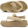 image:imageCOFACE Womens Trendy Orthopedic Walking Sandals Comfortable Plantar Fasciitis Arch Support Sport Recovery Outdoor Hiking Sandles Thick Athletic Cushion Adjustable Strap Platform Flip FlopsBeige