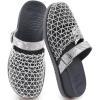 image:imageCOFACE Womens Orthotic Sandals Ladies Fashion Breathable Mesh Mules Round Toe Backless Loafers Slides Adjustable Wedge Heel Cushion Dressy Shoes With Comfortable Arch SupportSilver Grey