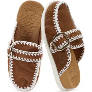 image:imageCOFACE Clogs for Women Casual Mules Womens Sandals Comfortable Slip On Size 612KhakiWhite
