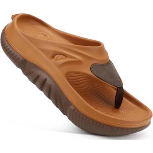 image:imageCOFACE Men Orthopedic Footbed Flip Flops Fabric Toe Post Beach Sandals Size 715KhakiBrown