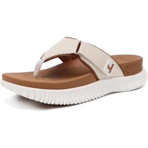 image:imageCOFACE Womens Orthopedic Flip Flops Comfortable Beach Summer Sandals Size 612WhiteKhaki