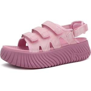 image:imageCOFACE Womens Orthopedic Walking Sandals Comfortable Plantar Fasciitis Arch Support Sport Recovery Outdoor Hiking Sandles Thick Athletic Cushion Adjustable Strap Lightweight Platform SlidesPink
