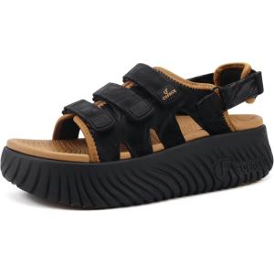 image:imageCOFACE Womens Orthopedic Walking Sandals Comfortable Plantar Fasciitis Arch Support Sport Recovery Outdoor Hiking Sandles Thick Athletic Cushion Adjustable Strap Lightweight Platform SlidesBlack Khaki