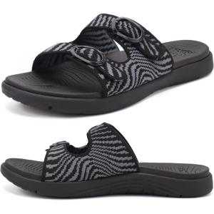 image:imageCOFACE Womens Sandals Comfortable Orthopedic Orthotic Recovery Ladies Plantar Fasciitis Walking Cushioned Cloud Slip On Slides for WomanBlack