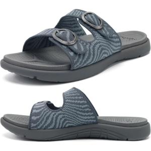 image:imageCOFACE Womens Sandals Comfortable Orthopedic Orthotic Recovery Ladies Plantar Fasciitis Walking Cushioned Cloud Slip On Slides for WomanGrey