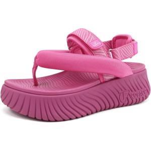 image:imageCOFACE Womens Trendy Orthopedic Walking Sandals Comfortable Plantar Fasciitis Arch Support Sport Recovery Outdoor Hiking Sandles Thick Athletic Cushion Adjustable Strap Platform Flip FlopsRose