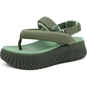 image:imageCOFACE Womens Trendy Orthopedic Walking Sandals Comfortable Plantar Fasciitis Arch Support Sport Recovery Outdoor Hiking Sandles Thick Athletic Cushion Adjustable Strap Platform Flip FlopsGreen