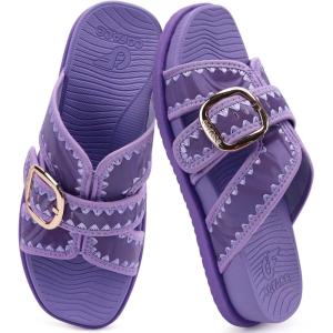 image:imageCOFACE Womens Walking Sandals with Arch Support 2026 Summer Slides for Women Comfortable Outdoor Sandal Cloud Thick CushionPurple