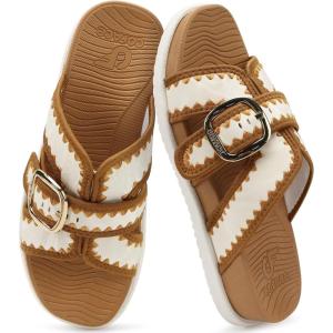 image:imageCOFACE Womens Walking Sandals with Arch Support 2026 Summer Slides for Women Comfortable Outdoor Sandal Cloud Thick CushionWhitekhaki