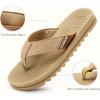 image:imageCOFACE Flip Flops for Men with Arch Support Mens Sport Beach ThongSandals Outdoor 2025 Summer Leather Sandal for ManDeep Beige
