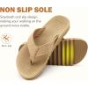 image:imageCOFACE Flip Flops for Men with Arch Support Mens Sport Beach ThongSandals Outdoor 2025 Summer Leather Sandal for ManDeep Beige