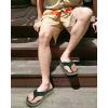 image:imageCOFACE Flip Flops for Men with Arch Support Mens Sport Beach ThongSandals Outdoor 2025 Summer Leather Sandal for ManGreen