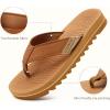 image:imageCOFACE Flip Flops for Men with Arch Support Mens Sport Beach ThongSandals Outdoor 2025 Summer Leather Sandal for ManKhaki