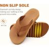image:imageCOFACE Flip Flops for Men with Arch Support Mens Sport Beach ThongSandals Outdoor 2025 Summer Leather Sandal for ManKhaki