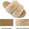 image:imageCOFACE Fuzzy Slippers for Women Open Toe Orthopedic Slippers Arch Support Fax Fur Slides Plantar Fasciitis Woman House Slippers IndoorBeige