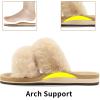 image:imageCOFACE Fuzzy Slippers for Women Open Toe Orthopedic Slippers Arch Support Fax Fur Slides Plantar Fasciitis Woman House Slippers IndoorBeige