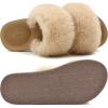 image:imageCOFACE Fuzzy Slippers for Women Open Toe Orthopedic Slippers Arch Support Fax Fur Slides Plantar Fasciitis Woman House Slippers IndoorBeige