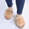 image:imageCOFACE Fuzzy Slippers for Women Open Toe Orthopedic Slippers Arch Support Fax Fur Slides Plantar Fasciitis Woman House Slippers IndoorBeige