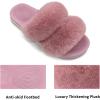 image:imageCOFACE Fuzzy Slippers for Women Open Toe Orthopedic Slippers Arch Support Fax Fur Slides Plantar Fasciitis Woman House Slippers IndoorPink