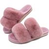 image:imageCOFACE Fuzzy Slippers for Women Open Toe Orthopedic Slippers Arch Support Fax Fur Slides Plantar Fasciitis Woman House Slippers IndoorPink