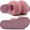 image:imageCOFACE Fuzzy Slippers for Women Open Toe Orthopedic Slippers Arch Support Fax Fur Slides Plantar Fasciitis Woman House Slippers IndoorPink