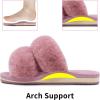 image:imageCOFACE Fuzzy Slippers for Women Open Toe Orthopedic Slippers Arch Support Fax Fur Slides Plantar Fasciitis Woman House Slippers IndoorPink