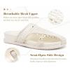 image:imageCOFACE Womens Dressy Orthotic Sandals with Comfortable Plantar Fasciitis Arch Support Ladies Breathable Woven Mesh Mules Lightweight Fashion Slides Thick Cushion Slip on ShoesBeige White
