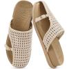 image:imageCOFACE Womens Dressy Orthotic Sandals with Comfortable Plantar Fasciitis Arch Support Ladies Breathable Woven Mesh Mules Lightweight Fashion Slides Thick Cushion Slip on ShoesBeige