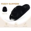 image:imageCOFACE Womens Fluff Slippers House Open Toe Faux Fur Ladies Fashion Platform Fuzzy Slide Shoes with Comfort Arch Support Indoor Outdoor SoleBlack