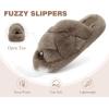 image:imageCOFACE Womens Fluff Slippers House Open Toe Faux Fur Ladies Fashion Platform Fuzzy Slide Shoes with Comfort Arch Support Indoor Outdoor SoleBrown