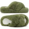 image:imageCOFACE Womens Fluff Slippers House Open Toe Faux Fur Ladies Fashion Platform Fuzzy Slide Shoes with Comfort Arch Support Indoor Outdoor SoleGreen