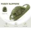 image:imageCOFACE Womens Fluff Slippers House Open Toe Faux Fur Ladies Fashion Platform Fuzzy Slide Shoes with Comfort Arch Support Indoor Outdoor SoleGreen