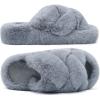image:imageCOFACE Womens Fluff Slippers House Open Toe Faux Fur Ladies Fashion Platform Fuzzy Slide Shoes with Comfort Arch Support Indoor Outdoor SoleGrey